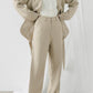 High waist wide leg suit trousers in khaki